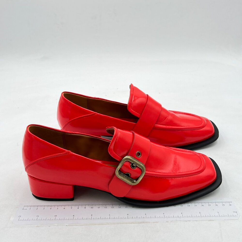 Ydn Red Square Toe Loafers Slip On Block Low Heel… - image 4